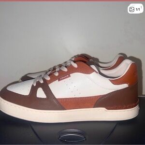 Coach Men's Brown and White Leather Sneakers